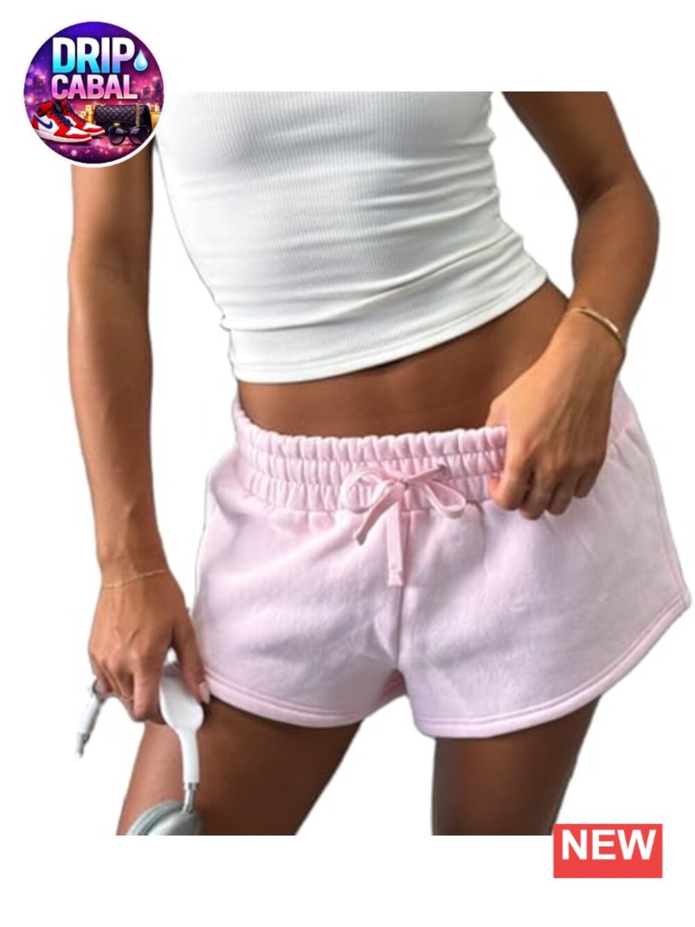 Y2K Stripe Low Rise Wide Leg Sweat Shorts Polyester Blend Drawstring Lounge